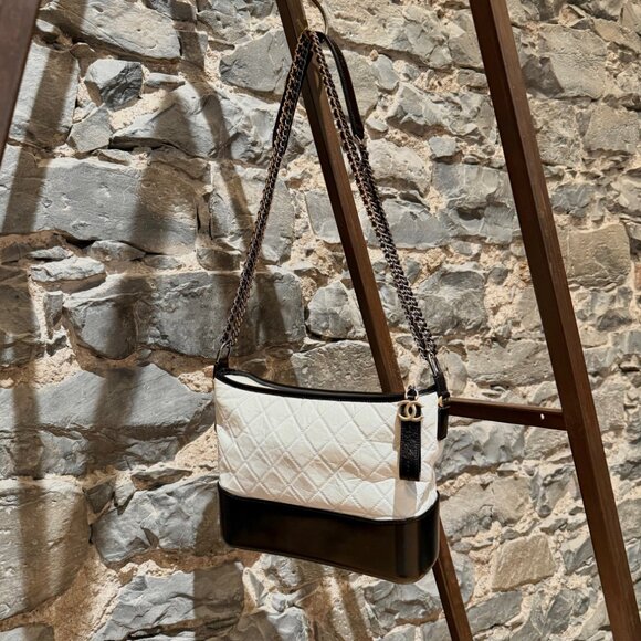 Chanel Ivory Black Lambskin Medium Gabrielle Hobo Bag - Picture 10 of 14
